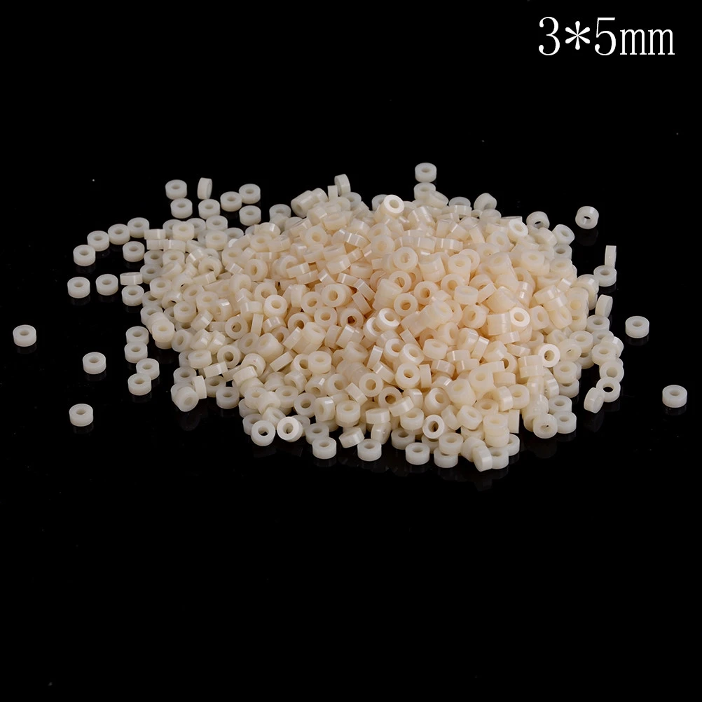 White M3 Nylon ABS Round Hollow Non-Threaded Standoff Spacer PCB Board Screw Bolt Long Washer 1000pcs/pack
