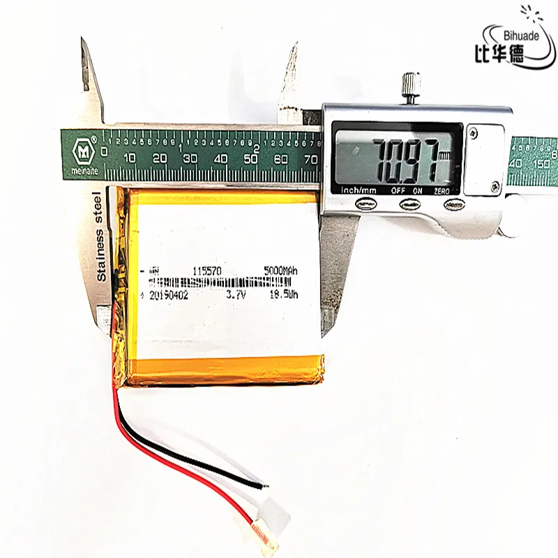 Литиевая батарея хорошего качества 3,7 V, 5000mAH 115570 полимерный литий-ионный/литий-ионный аккумулятор для планшетных ПК банк, gps, mp3, mp4