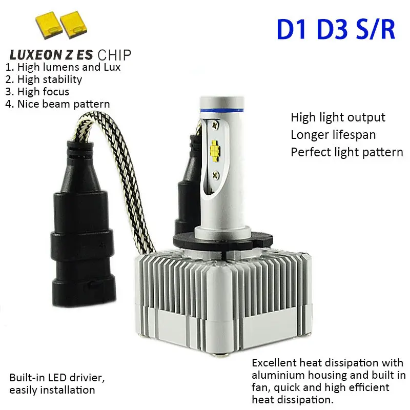 D1 D3 S/R светодиодный головной светильник Conversion Kit 6000K 72w фары для 7600Lm заменить Оригинальное D1S D3S D1R D3R лампа головного света 12V 24V высокое светильник низкая