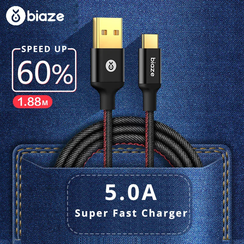 

Biaze 5A USB C Cable for Huawei Mate 20 Pro USB Type C Fast Charging Data Cable for Xiaomi Mi 8 Oneplus 6 5T USB C Charger Cord