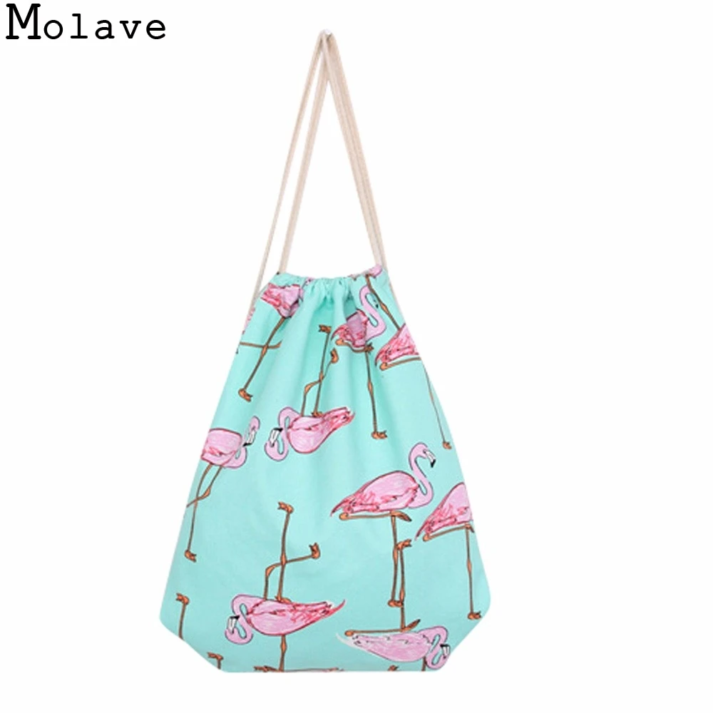 

Women Drawstring Flamingos 3D Printing Mochilla Females Casual Gift Candy Travel Beach Bag 2017 New Shopping Bag Apr22