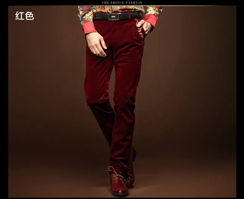 FANZHUAN Для мужчин мужской человек новое платье вышивка банкетные Свадебные модные тонкие черный, красный осень-зима прямые брюки 14844