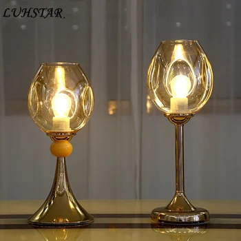 

Nordic Glass Table Lamp Modern Simple Home Deco Led Dimmable Desk Lamp Bedroom Bedside Lamp Industrial Retro Loft Light Fixtures