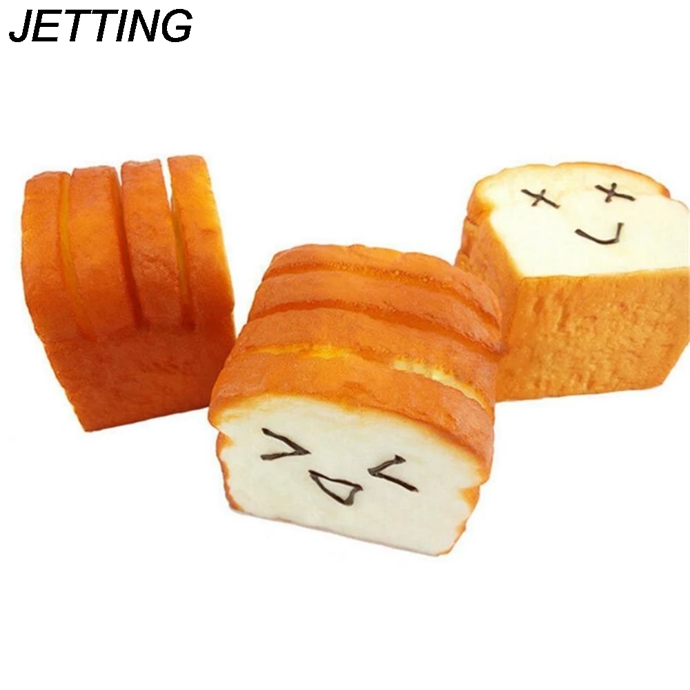 

1 Kawaii jumbo Toast Bread Squishy Super Slow Rising holder Scent Soft Bun Charms Food Collectibles Toys Phone Straps