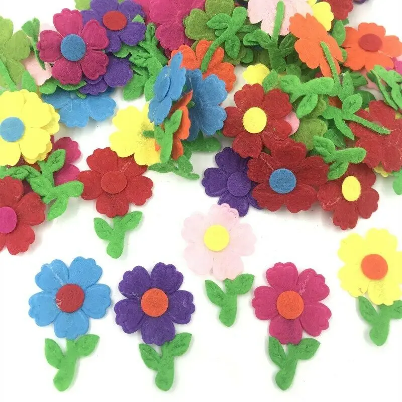 

DIY 100PCS Felt Appliques Flower shape Decorative crafts Scrapbooking 38mm