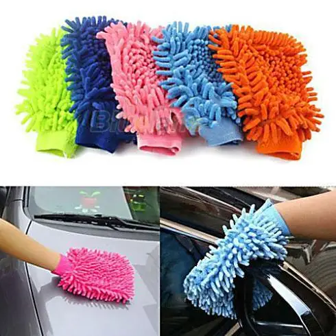 Free Shipping Washable Car Washing Cleaning Gloves Tool Car Washer Super Mitt Microfiber Cleaning Cloth Random color !!!
