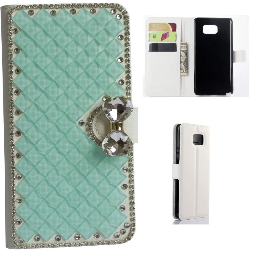 Luxury Bling bowknot Crystal Diamond Wallet Flip Phone Back Cover For