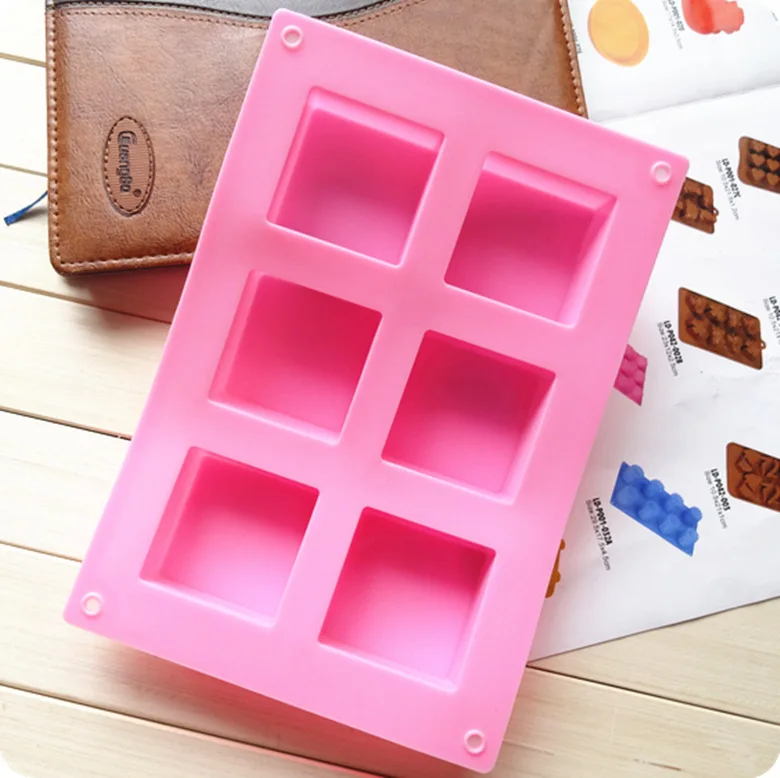 

Silicone moulds 6 cavities square Soap Cake Baking Pudding Jelly Cocolate Cake Mold Silicone tool Pan SOAP MOLD