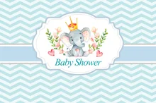 Laeacco Elephant Baby Shower Backdrops For Photography Chevrons Stripes Flower Pattern Photo Backgrounds Photocall Photo Studio
