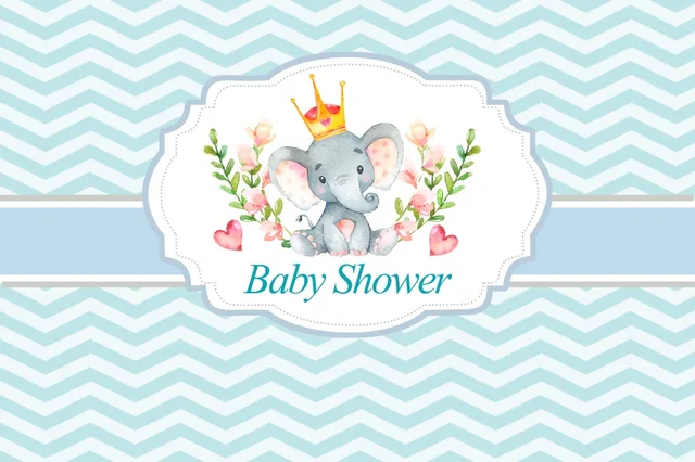 Laeacco Elephant Baby Shower Backdrops For Photography Chevrons