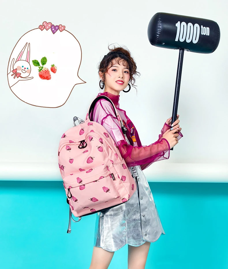 WINNER Fashion Backpack Girls Cute Cartoon Style School Backpack Kawaii Strawberry Print Backpack Bags For Women 2018 (7)