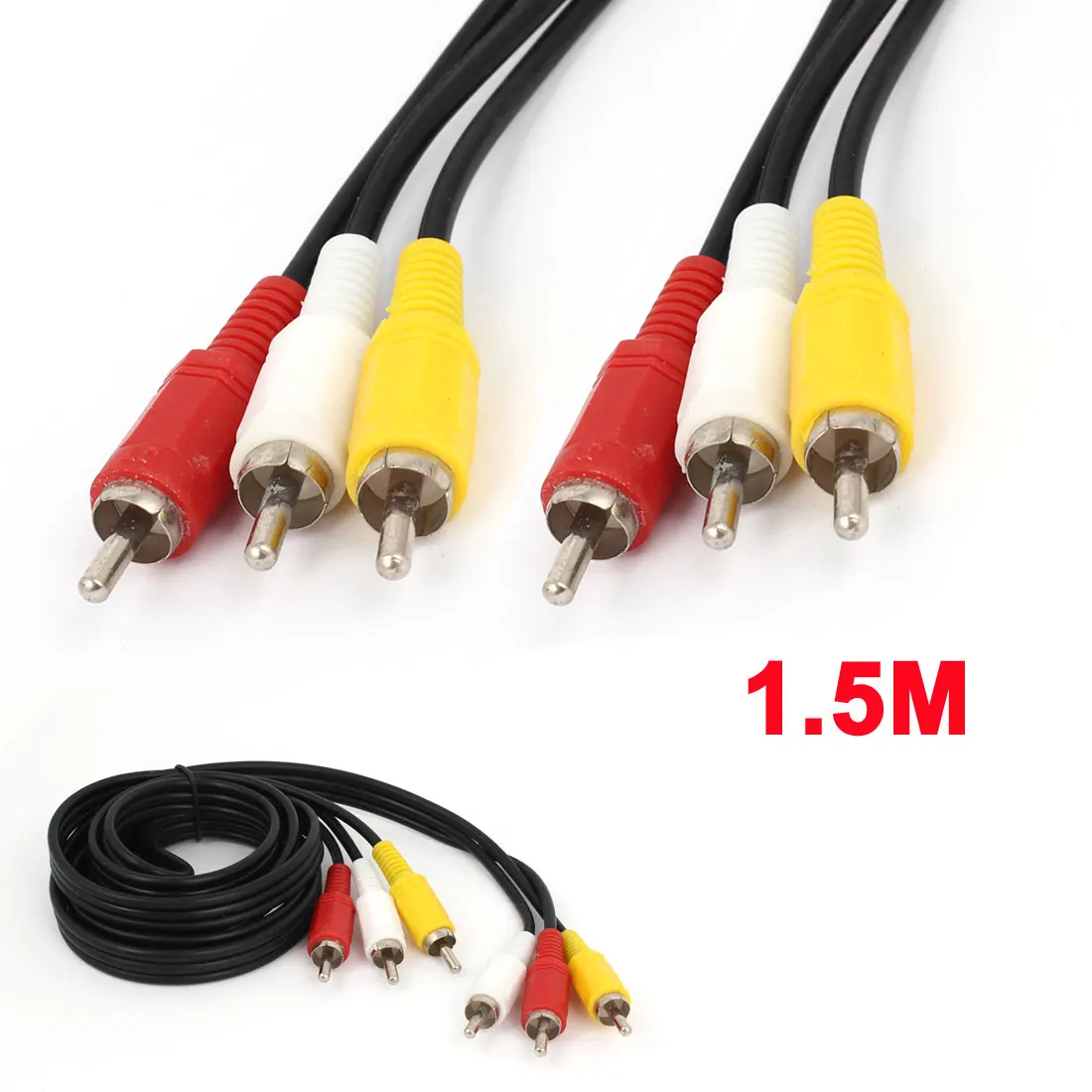 UXCELL 1.5 М Футов Длиной 3 Rca Штекер Разъем Аудио Видео Кабель Шнур Черный|cord black|cord