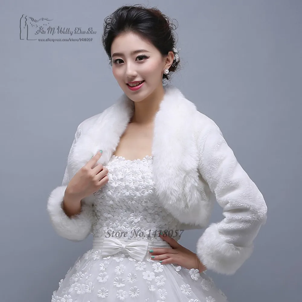 White Ivory Shawl Wrap Faux Fur Scarf Stoles For Wedding Dresses