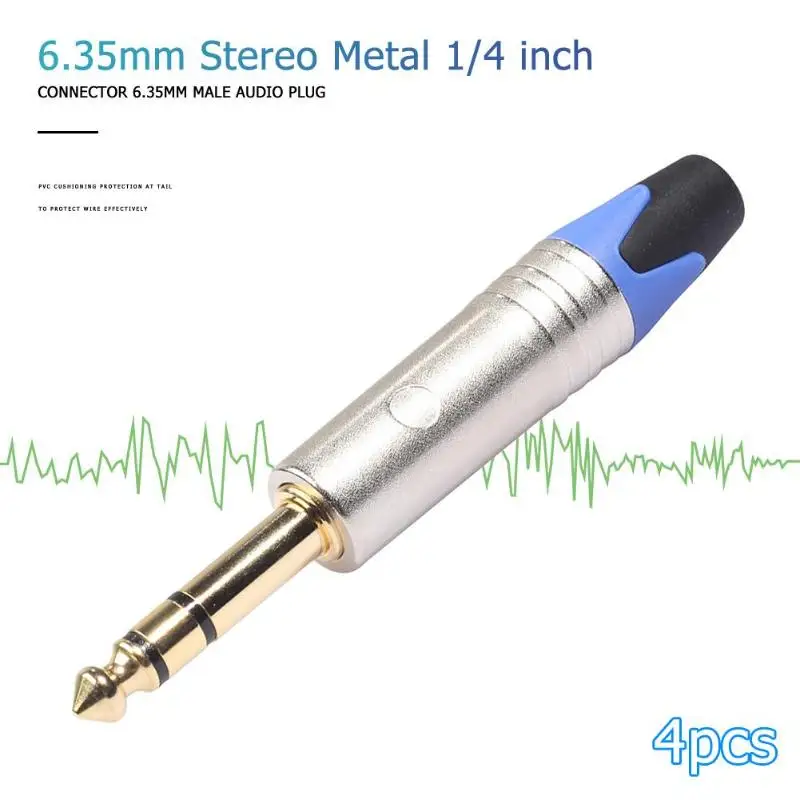 4 шт. 6,35 мм разъем штекерные клеммы позолоченный адаптер Паяные соединители цинковый сплав и корпус ABS 91x14x14 мм