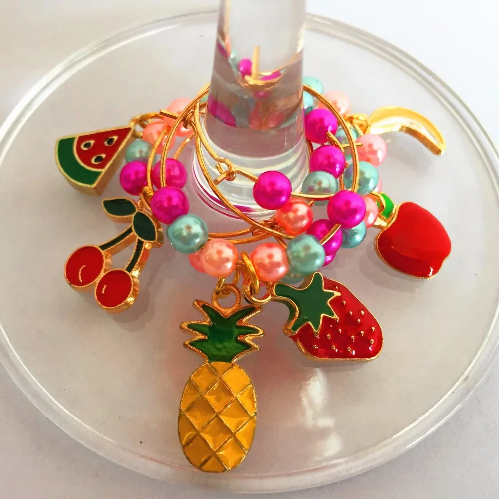 

Wine charms New Fashion Design 6PCS Wine Glass Charms Rings Marker Christmas Party Bar Table Decorations Christmas Gift