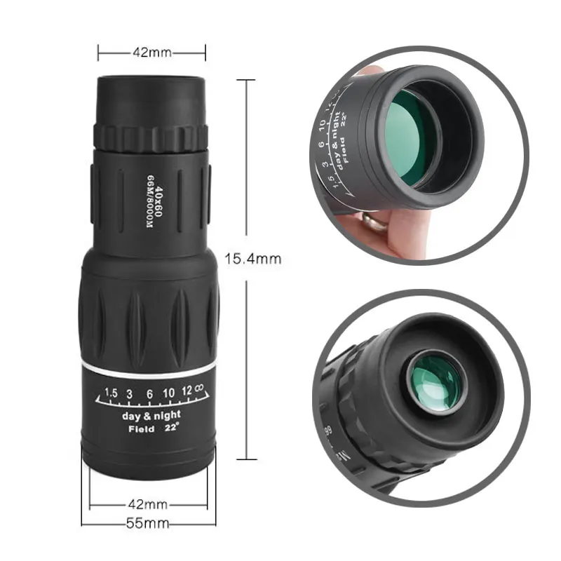 40x60 قوية HD مناظير للرؤية الليلية عالية الجودة التكبير أحادي تلسكوب للماء التخييم الجبلية في الهواء الطلق الصيد و