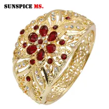 SUNSPICE-MS браслет цвета золота из смолы для женщин индийский этнический Свадебный Браслет-манжета со стразами подарок ювелирных изделий