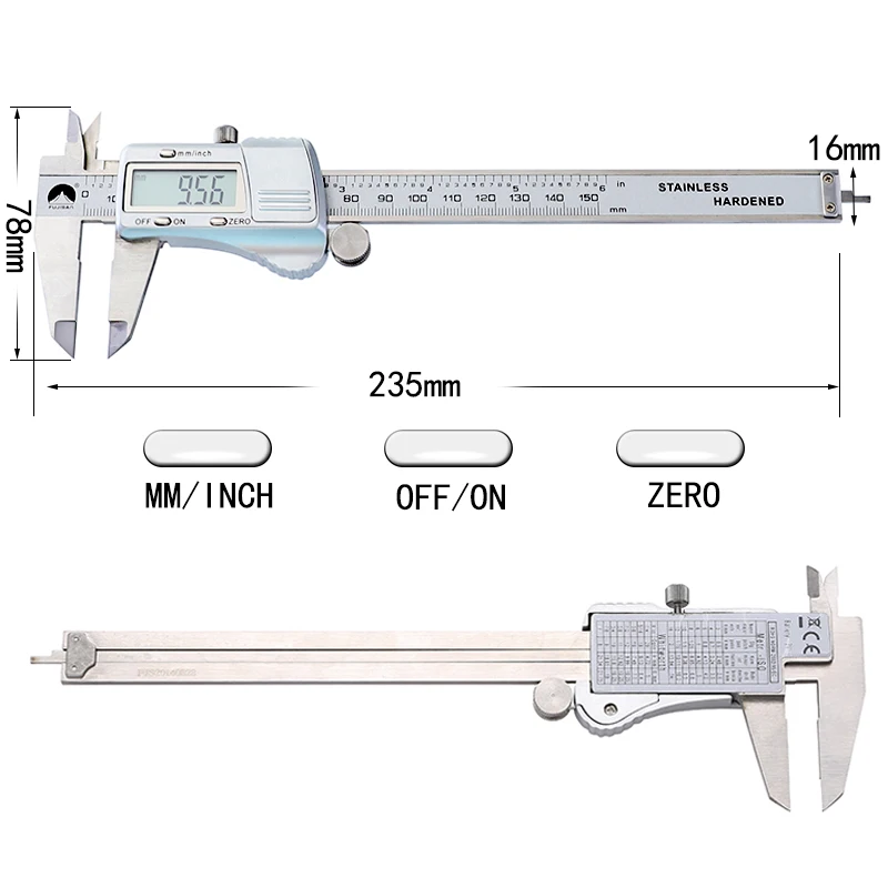 0-150/200/300 мм Цифровой Штангенциркуль с нониусом, Нержавеющая сталь микрометр метрический/дюймов штангенциркуль с нониусом электронный измерительный прибор