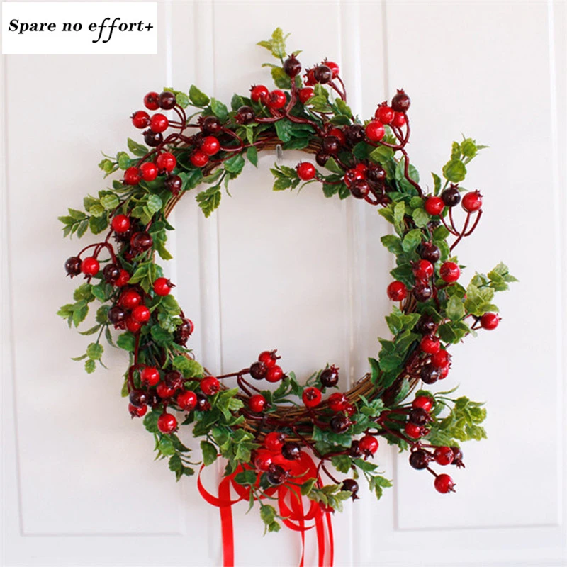 

Hawaii Party Decor Artificial Wreath Thanksgiving Day Door Simulation Berry Maple Leaf Door Wall Ornament Large Wreath Garland