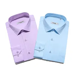 2018 Новый Дизайн Повседневная рубашка Для мужчин Regular Fit с длинным рукавом торжественное платье рубашка Для мужчин сплошной синий смокинг