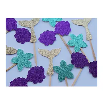

glitter Mermaid Tai nautical birthday wedding cupcake toppers party cake decoration doughnut food picks