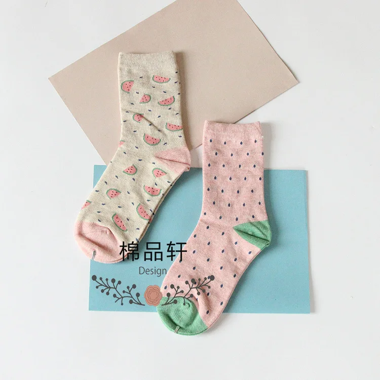 Носки женские носки Мультяшные животные райские хлопковые креативные женские носки ярких цветов 2 пар/лот - Цвет: 10