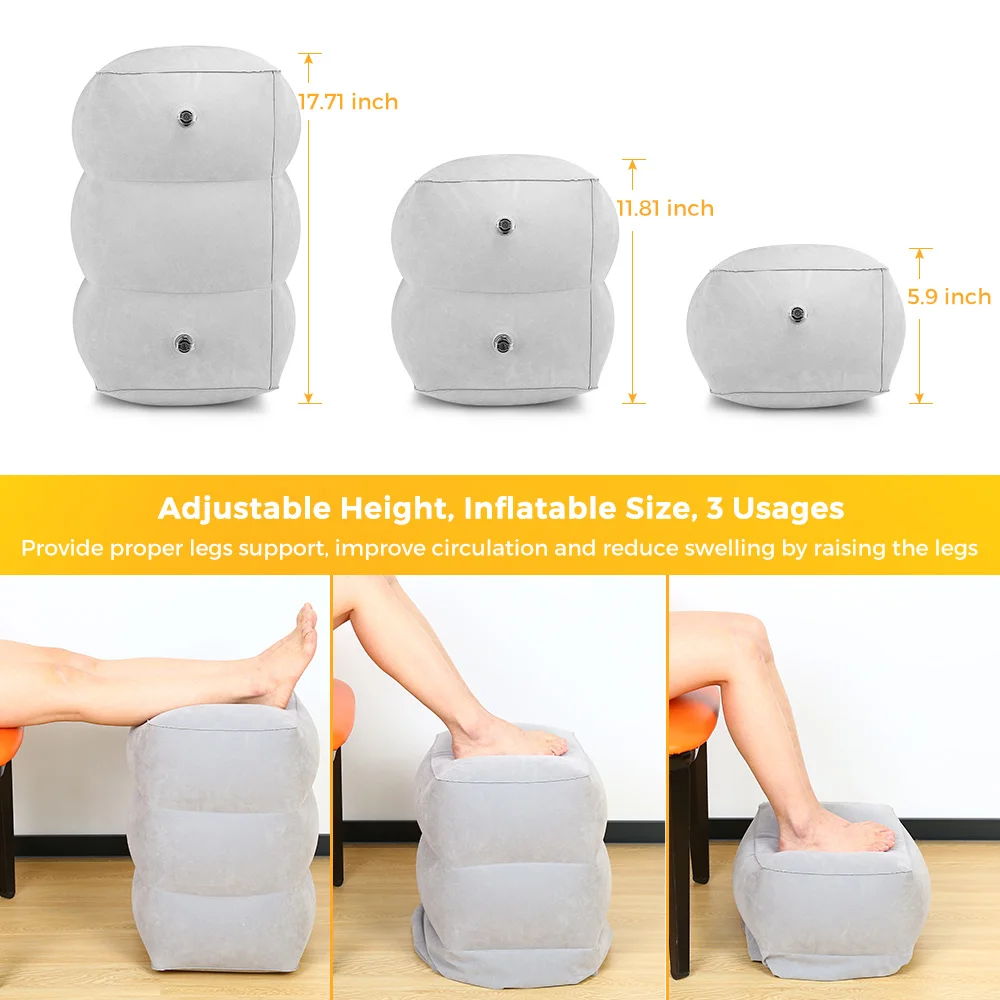 Buy Travel Foot Rest Pillow Inflatable Adjustable