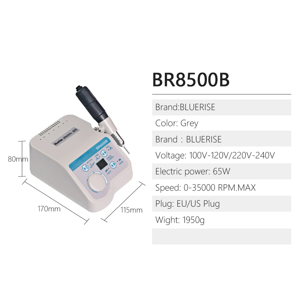 BLUERISE Electric 35000rpm Manicure Apparatus Nail Drill Pedicure Tools Accessoires Drill Bits File