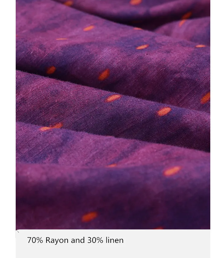LZJN V-Neck Short Sleeve Dresses New Women High Waist Vintage Purple Color 2019 Summer Cotton Linen Maxi Pockets Dresses (9)
