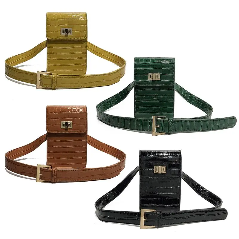 

Vintage PU Leather Waist Bag Phone Pouch Women Alligator Hip Packs Travel Belt Wallets Multifunction Casual Shoulder Bag