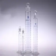 250 мл Градуированный лабораторный стеклянный жидкий цилиндр с стеклянной пробкой