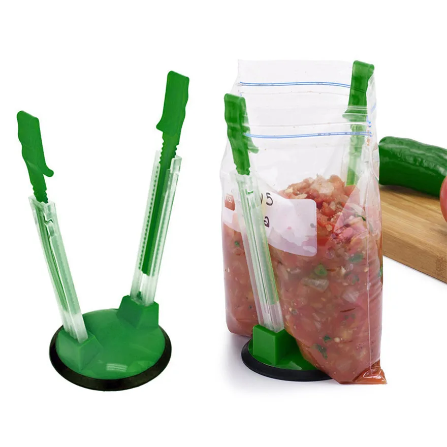 6 Pcs Non Slip Adjustable Hands Free Baggy Rack Clip Ziplock Storage