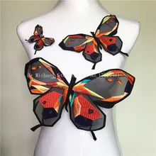 Patch papillon coloré en Organza, 1 ensemble, patchs brodés à coudre, Motif appliqué pour vêtements, sacs, autocollants, accessoires