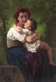 

The LIttle Hug by William Bouguereau Handmade Oil painting reproduction artwork