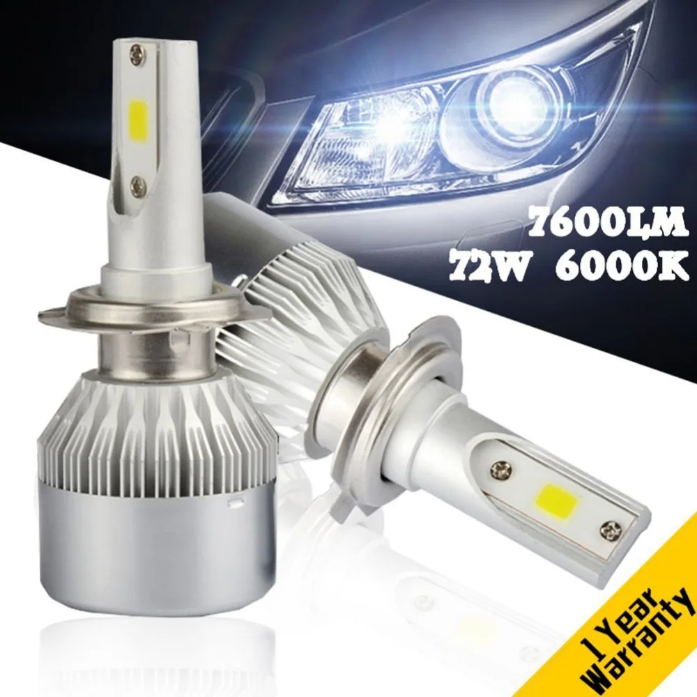 

12V 2Pcs S2 H4 LED H7 H11 H8 9006 HB4 COB S2 Auto Car Headlight 72W 8000LM High Low Beam Bulb All In One Automobile Lamp 6500K