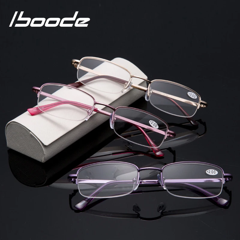 

iboode Anti-Fatigue Reading Glasses Women Men Simple Small Frame Reading Eyewear Lightweight Metal Presbyopic Glasses Feminino
