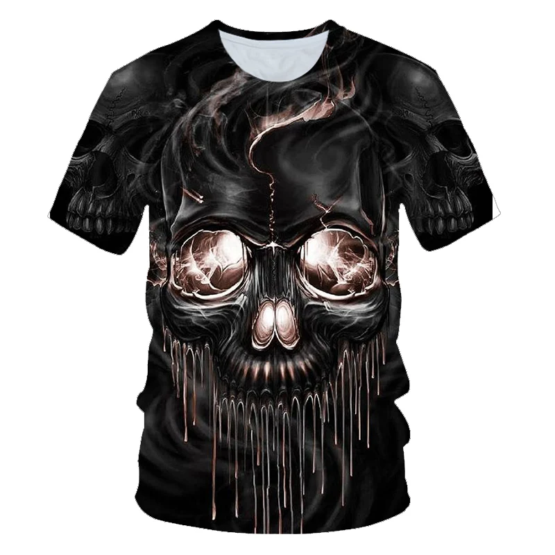 New hot men's summer skull poker print men's short-sleeved T-shirt 3D T-shirt casual breathable season hip-hop brand T-shirt 6XL - Цвет: picture color