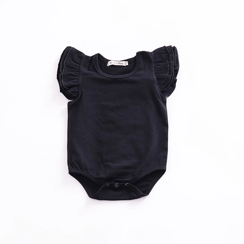 Детские комбинезоны с длинными рукавами, весна, комбинезон для новорожденных девочек, однотонная Милая одежда принцессы с расклешенными рукавами для малышей от 0 до 3 лет - Цвет: black sleeveless