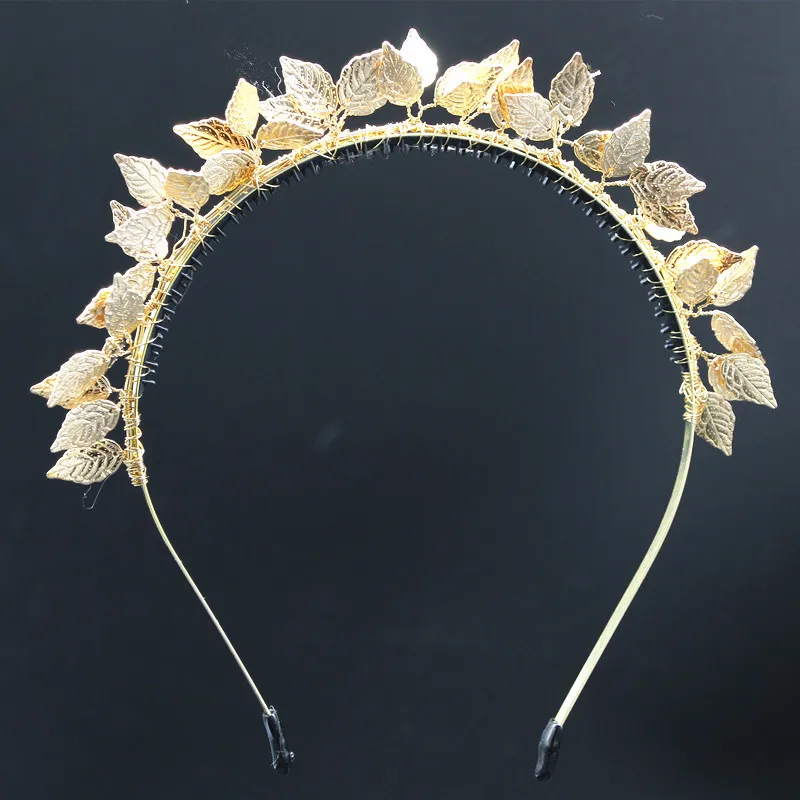 

2020 NEW SPRING SUMMER STYLE fashion bridal dressy hairband metal leaves design metallic gold color girls headband