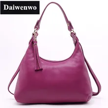 J36 100% Genuine Leather Tassel Women’s Handbag Ladies Shoulder Bags Satchel Purse Crossbody Tote for Female Gift 4 Solid Colors