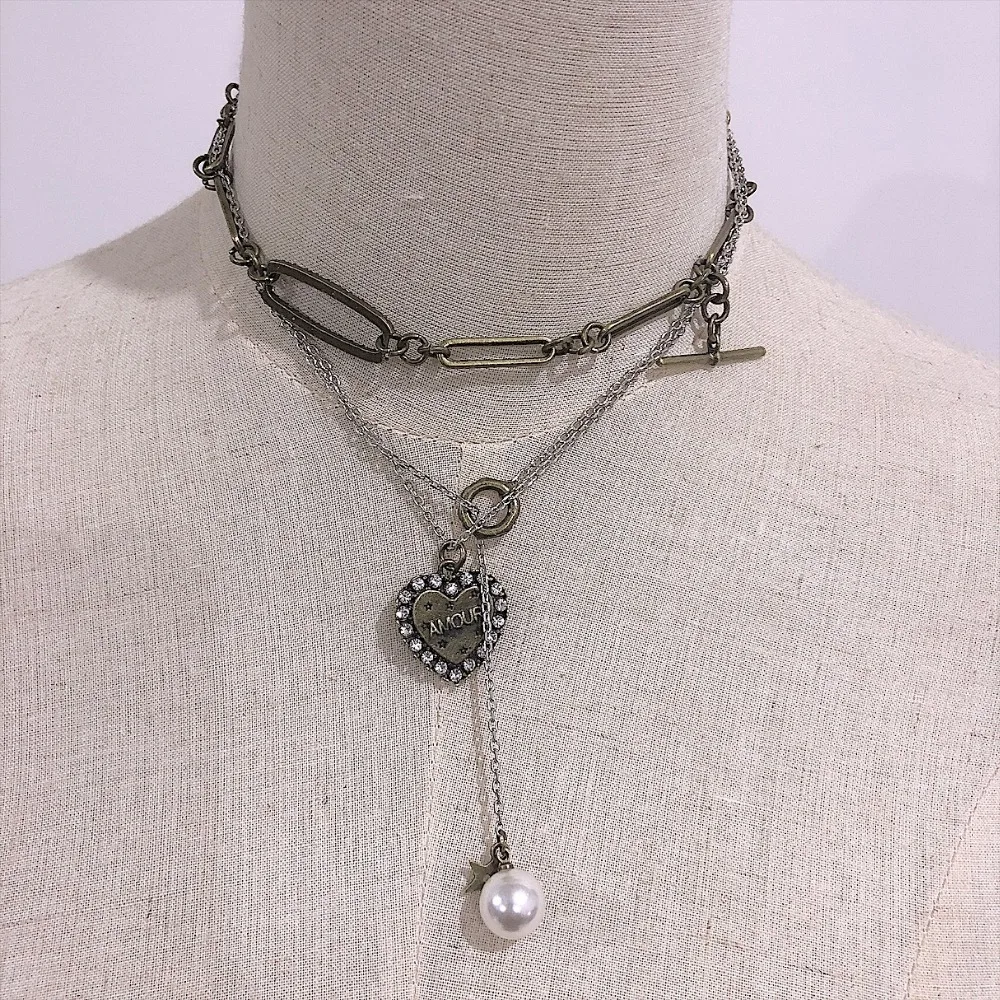Винтажное Стильное ожерелье с подвеской в виде звезды и жемчуга, многослойное ожерелье с кристаллами для женщин
