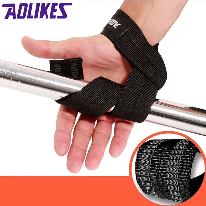 Aolikes1Pair الوزن رفع اليد حزام المعصم دعم حزام هدفين الفرقة رياضة الأشرطة الوزن رفع handwraps الجسم بناء قبضة جديد