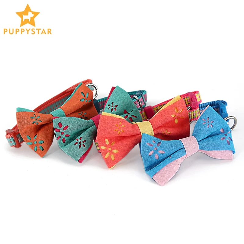 

Dog Collars For Small Dogs Cats Puppies Adjustable Pet Collar Set For Cat Kitten Breakaway Bow-knot Nylon Dog-Collar Lead YS0079