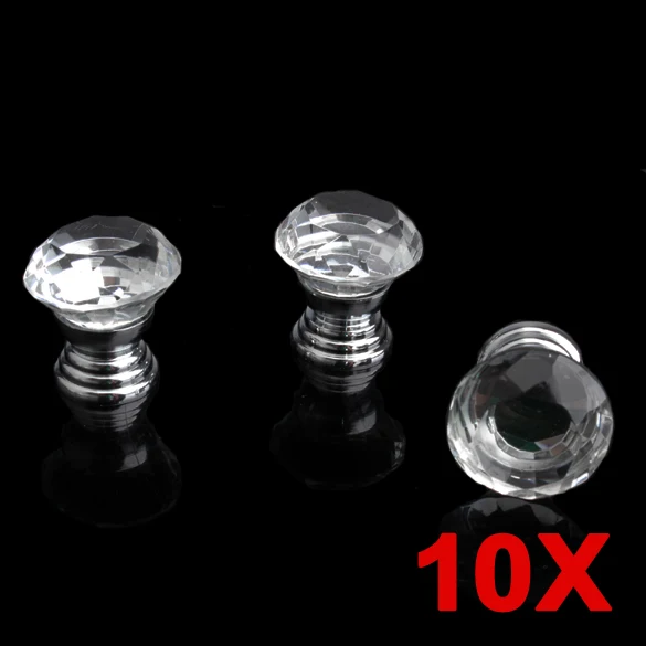 10Pcs Crystal Glass Knobs 30mm multiple reflective Diamond Shape Kitchen Cabinet Knob Drawer Pull Handle Knobs 10Pcs Crystal Glass Knobs 30mm multiple reflective Diamond Shape Kitchen Cabinet Knob Drawer Pull Handle Knobs