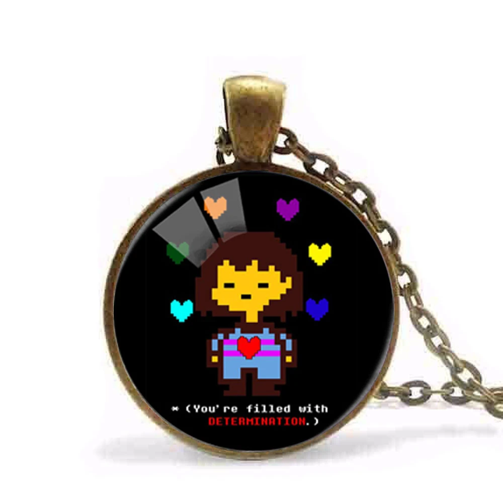新しい Undertale 虹ハート花写真ガラスのペンダントネックレス男性声明ロングチェーンファッションジュエリーネックレス F Pendant Rainbow Heart Necklacenecklace Glass Pendants Aliexpress