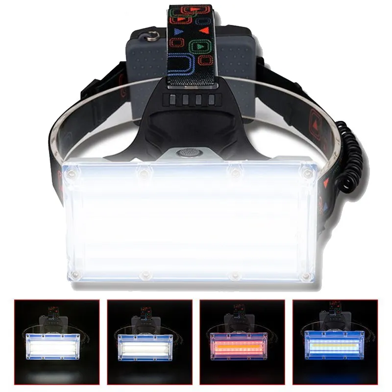 

USB Rechargeable Head Lamp Torch COB LED Headlight LED Headlamp 3 Modes use 3*18650 Battery for Red Warning Safety Head Light