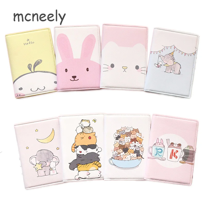 

Mcneely Cartoon Leather Passport Cover Case Kid Travel Passport Holder Bag Girl Business Card Holder Purse Retro Card Wallet