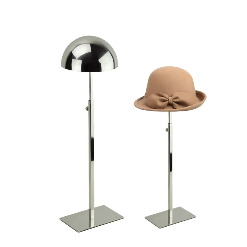 

2pcs Fashion Hot Sale Mirror Stainless Steel Adjustable Hat Show Stand Wig Rack Metal Hat Display Stand Holder Free Shipping