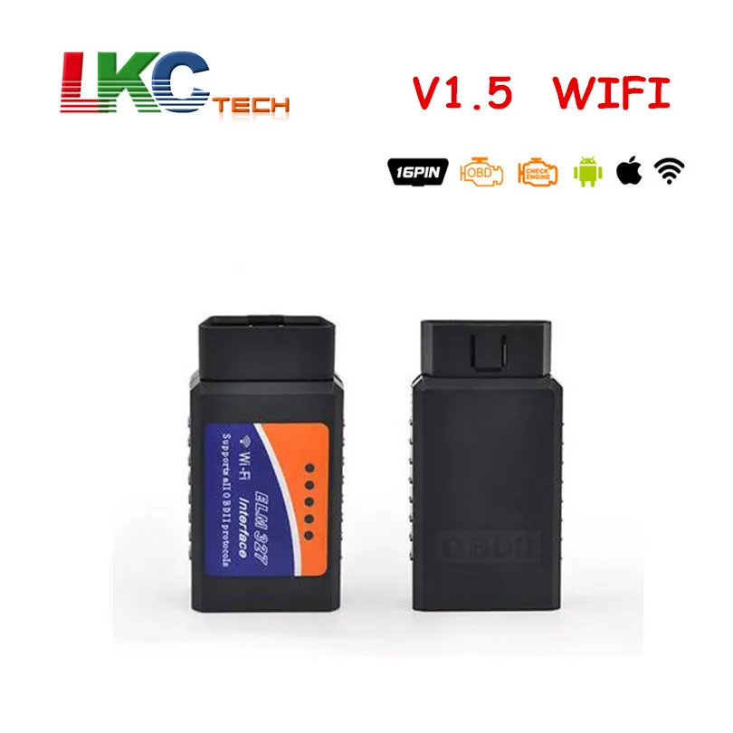 Лучшее качество ELM327 V1.5 WI-FI Авто OBD2 диагностический инструмент ELM 327 Wi-Fi OBDII сканера Беспроводной как для Android/IOS