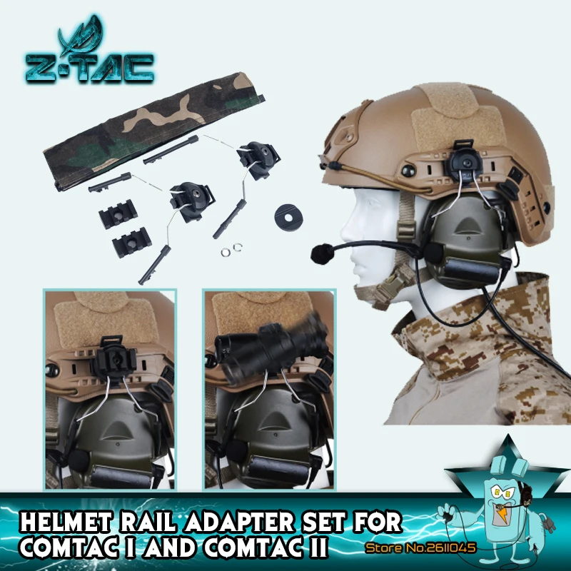 Z tactical Helmet Rail Adapter Set For Comtac Headset Military Helmet Adapter Peltor Comtac